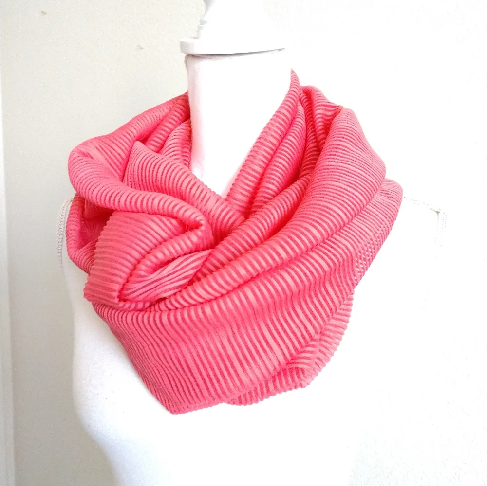 Reitman's Pretty Pink Infinity Scarf Ribbed Pleated Circle Loop Scarf